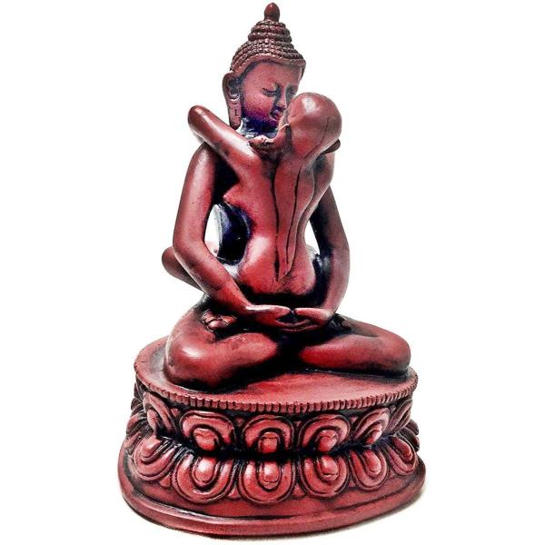 チベット仏教 ヤブユム歓喜仏 仏陀 タントラ 彫像 彫刻 ブラウン 高さ 約15ｃｍ/ 大樂 曼荼羅...