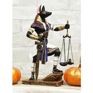 古代エジプト 正義の天秤と、破邪の剣を持った、アヌビス神 高さ 約25ｃｍ（ビビッドカラー）/ ナイ...