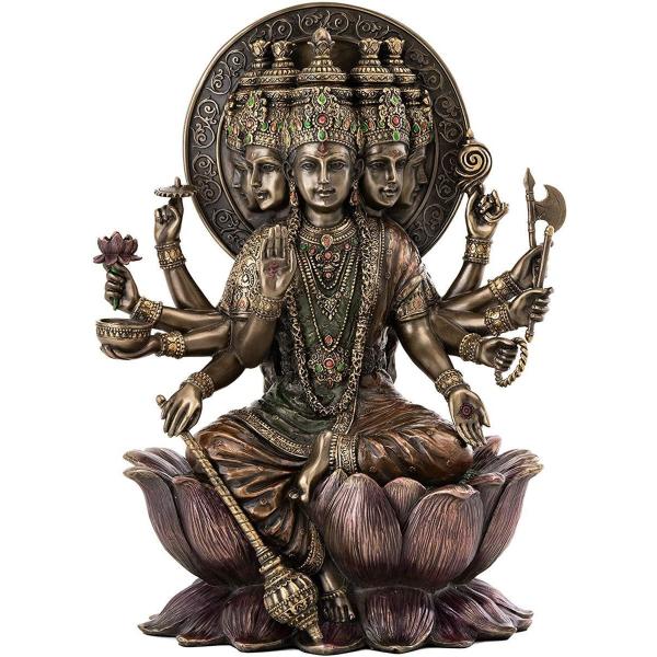 ガーヤトリー・マタ像/ ヒンズー教の女神、疲れ果てない智慧の追求 ブロンズ風 彫刻（輸入品）