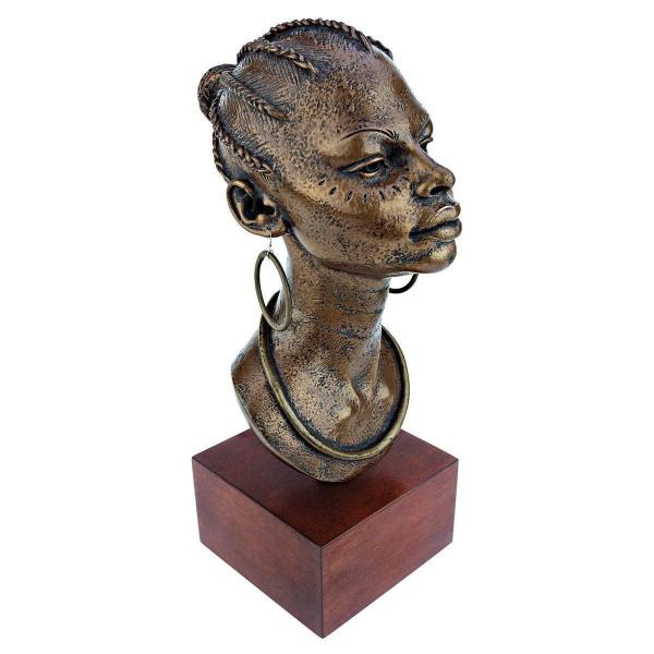 アフリカ ネグレス プリンセス、ブロンズ風 胸像 彫刻 彫像/ アフリカンアート エスニックレストラ...
