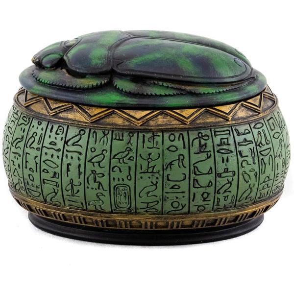 即納！古代エジプト スカラベとシンボル手描きジュエリーボックス彫像インテリア彫刻ピラミッド幸運プレゼ...