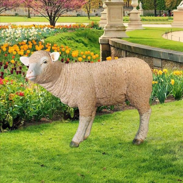 メリノ種の小羊の実物大ラム彫像立っている動物彫刻置物フィギュア ホームオブジェ庭園 関芝生プレゼント...
