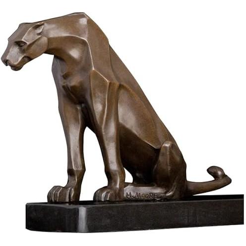 ブロンズ製パンサー黒豹彫刻抽象的ヒョウ彪彫像動物置物チーター動物デスクトップ工芸装飾書斎贈り物輸入品