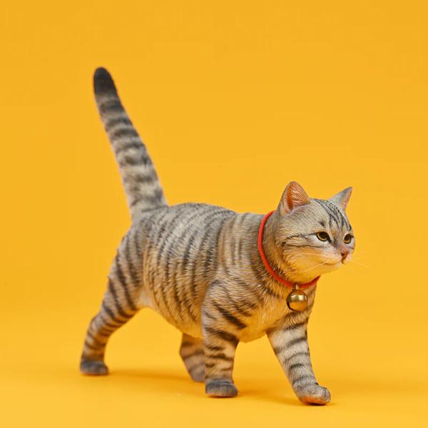 1/6サイズ 歩き回るサバトラ柄のリアル猫フィギュア動物彫像置物 ネコ好きプレゼント輸入品JXK-1...