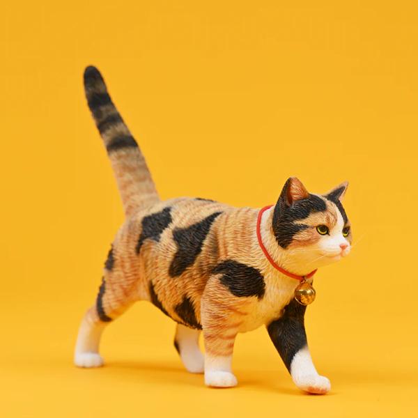 1/6サイズ 歩き回る三毛猫 リアルネコフィギュア動物彫像置物 ネコ好きプレゼント輸入品JXK-19...