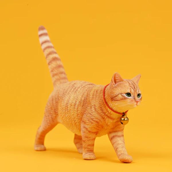 1/6サイズ 歩き回る茶トラ柄の猫 リアルチャトラネコフィギュア動物彫像置物 ネコ好きプレゼント輸入...