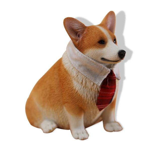 1/6サイズ 太っちょ レッド色のウェルシュ・コーギー・ペンブローク犬 リアルフィギュア犬動物彫像置...