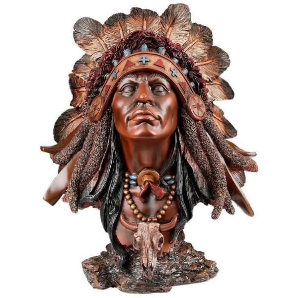 ネイティブ アメリカン 平原のインディアン 酋長の胸像彫刻 アート彫像 工芸装飾 リビング贈り物(輸...