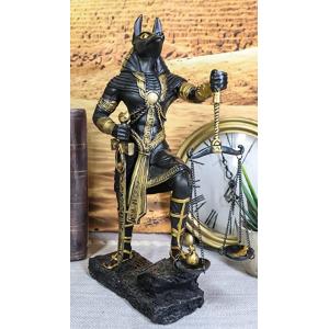 古代エジプト 正義の天秤を持つアヌビス神 彫像（ブラック＆ゴールド）彫像 アート彫刻 贈り物(輸入品