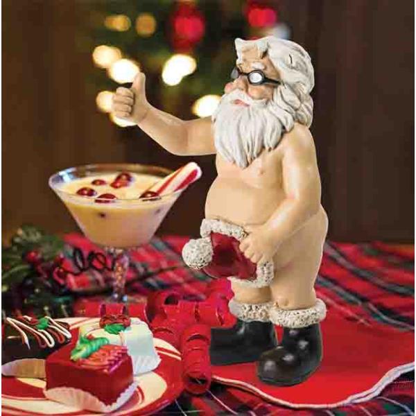 赤い衣装を脱いだ、裸のサンタクロース クリスマス休暇の彫像 装飾置物 ホームコレクション 贈り物 輸...