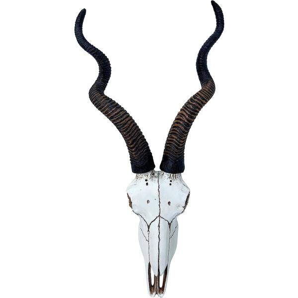 アフリカのクードゥー(アンテロープ)の頭骸骨スカル 壁掛け 素朴なサファリ装飾彫像 ホームイテリア彫...