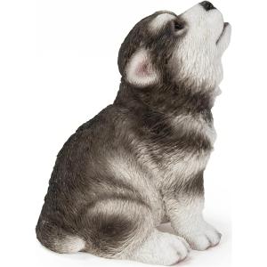 リアルなミニチュアシュナウザー子犬の彫像高さ15.9cm動物犬