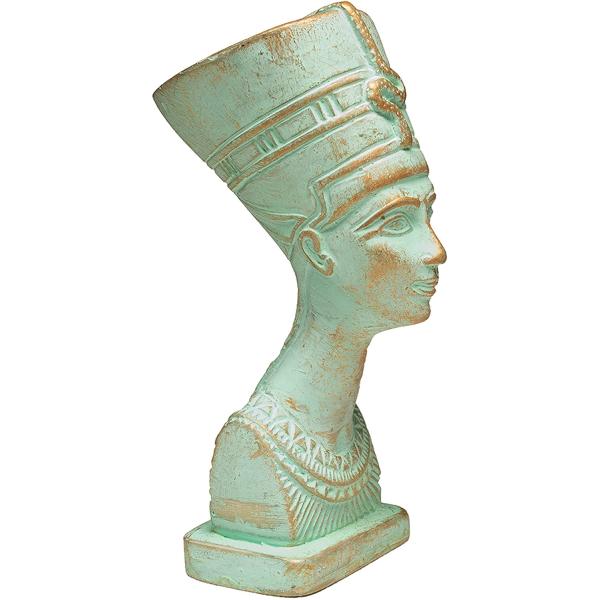 緑青仕上げ -古代エジプト ネフェルティティ女王 胸像 彫刻-高さ 約12.7ｃｍ エジプト製彫像 ...