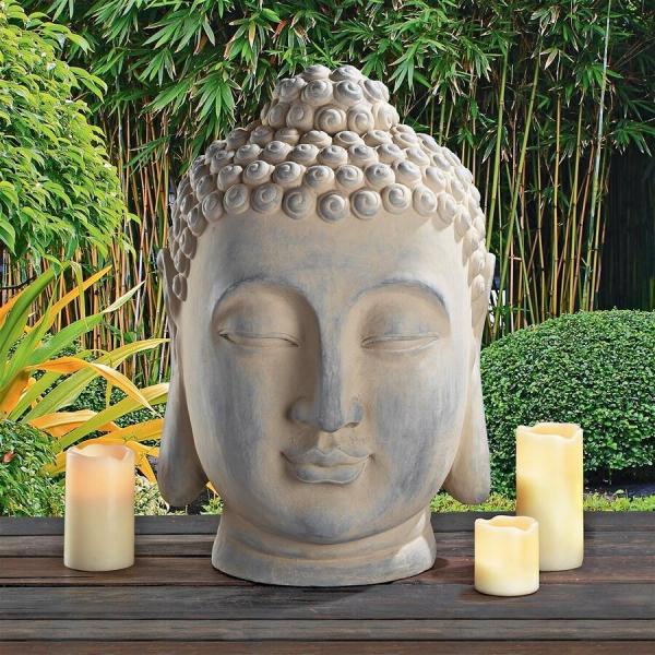 精神的な瞑想の仏頭彫像 53cmイテリア置物 和風彫刻 屋外仏像 日本庭園:アート彫刻 プレゼント ...