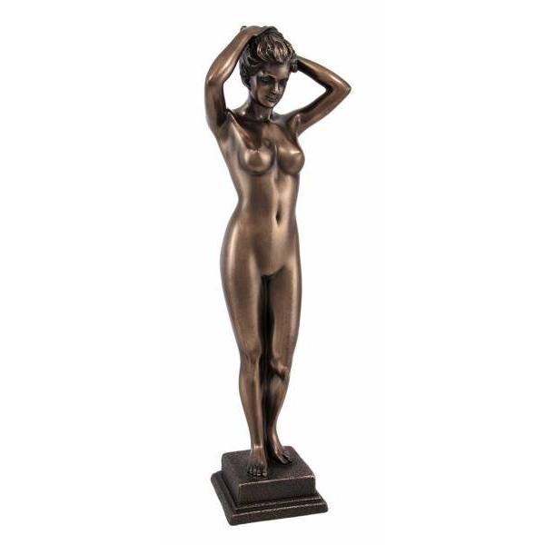 西洋彫刻 ブロンズ風仕上げ 立っているヌードの女性像 彫像 エロティックアート/ コレクション(輸入...