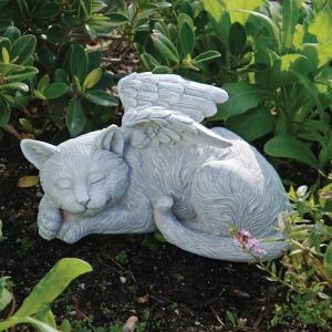 眠る猫（ネコ）の天使 メモリアルエンジェル ガーデン彫刻 彫像