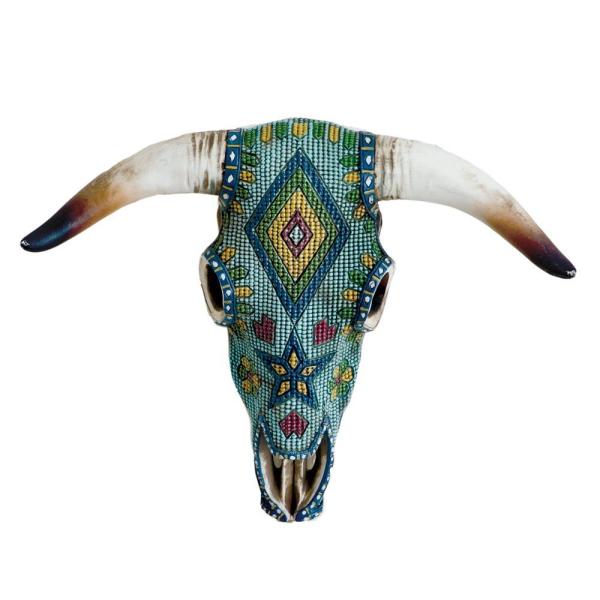 サウスウエスト アステカ風 雄牛の頭蓋骨の壁装飾 壁彫刻 彫像(輸入品