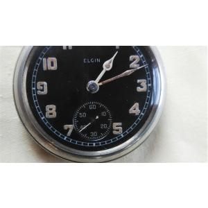 古い英国海軍 懐中時計(ELGIN手巻 ブラッ...の詳細画像1