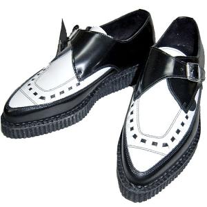 UNDERGROUND Pointed Creeper Shoe アンダーグラウンド ロカビリー ラバーソール UK4 白×黒｜romanticneurosis