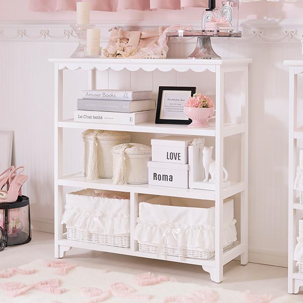 チェスト 白 完成品 収納 木製 3段 | フリルバスケットチェスト（2杯・ホワイト）/fille(...