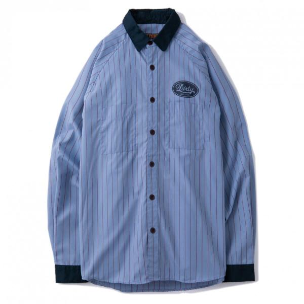 アットダーティ メカニカル ロングスリーブ シャツ ブルー AT-DIRTY MECHANIC L/...