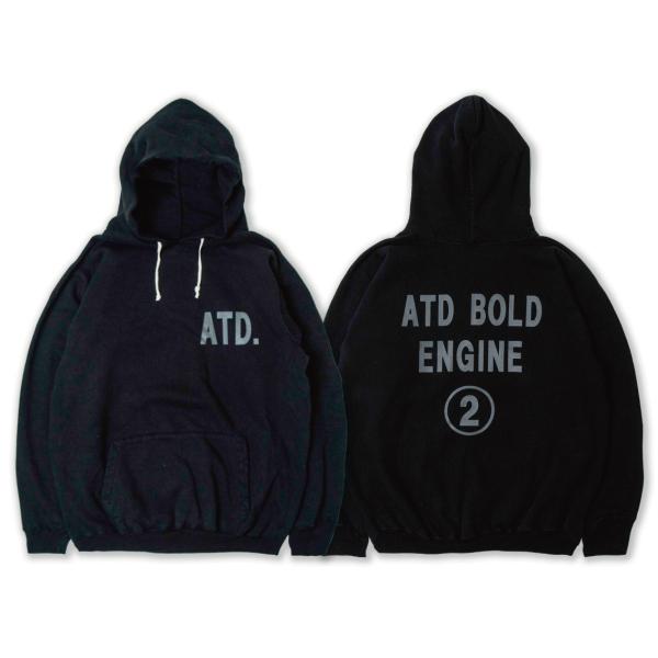 アットダーティ ボールド エンジン 2 フード スウェット フーディー ブラック AT-DIRTY ...