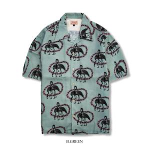 ドレスヒッピー フラミンゴ ハワイアン シャツ ロングスリーブ ブルー