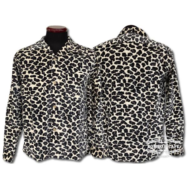 スタイルアイズ ベルベット スポーツシャツ レオパード オフホワイト STYLE EYES Mid ...