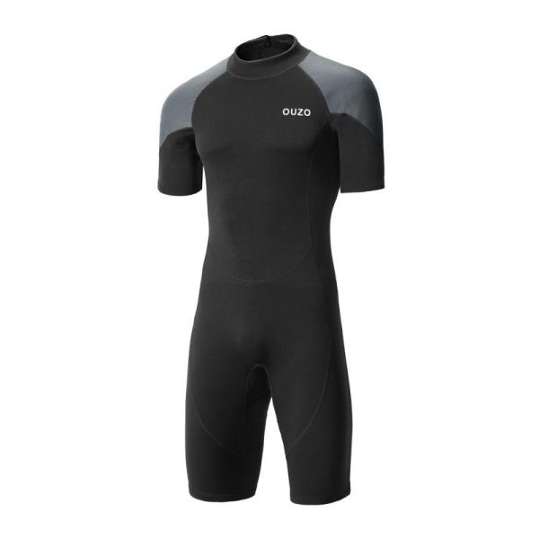 スプリング 水着メンズ ウエットスーツ 1.5mm 半袖 短パン ダイビング サーフィン 水泳 ネオ...
