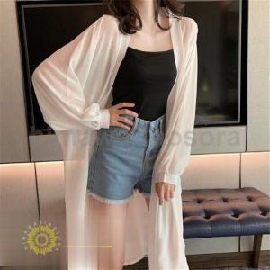 シフォン カーディガン ロング トッパーカーデ...の詳細画像1