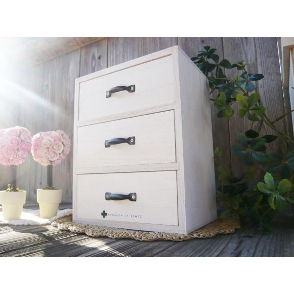 送料無料 救急箱 アンティークホワイト 木製 ウッド 白 レトロ 引出し 小物入れ 収納