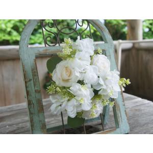 白 薔薇 紫陽花 フラワーリース ローズ 造花 ローズリース 紫陽花リース プレゼント おしゃれ