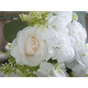 白 薔薇 紫陽花 フラワーリース ローズ 造花...の詳細画像3
