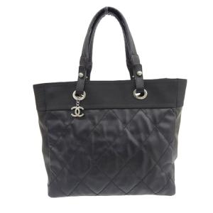 シャネル CHANEL パリビアリッツトートMM トートバッグ レザー キャンバス ブラック 黒 A34209 中古 新入荷 CH0812｜ronde