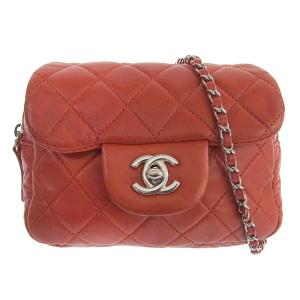 シャネル CHANEL マトラッセ ショルダーバッグ チェーンウォレット ラムスキン レッド 15番台 中古 新入荷 CH0840｜ronde