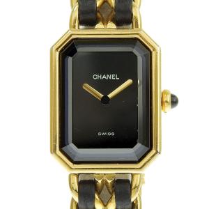 シャネル CHANEL プルミエール レディース クォーツ 腕時計 GP/レザー ブラック文字盤 #M H0001 中古 新入荷 CH0879｜ronde