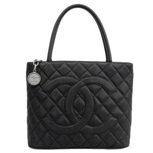 CHANEL（シャネル） CCロゴ 復刻版キャビアスキン トートバッグ 黒