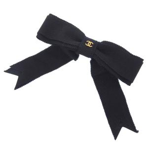 シャネル CHANEL バレッタ リボンモチーフ 黒 サテン 【中古】(60205) CHANEL（シャネル） バレッタ リボンモチーフ 黒 サテン 【中古