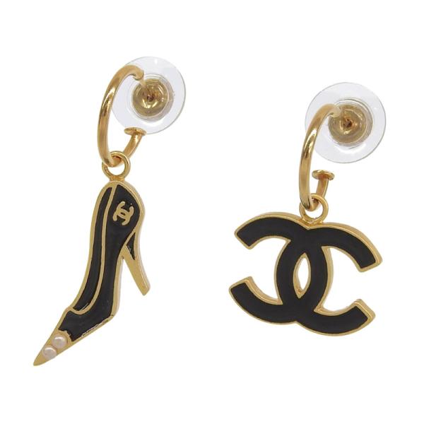 シャネル CHANEL ココマーク ハイヒール ピアス GP ブラック ゴールド色 02A 中古 新...