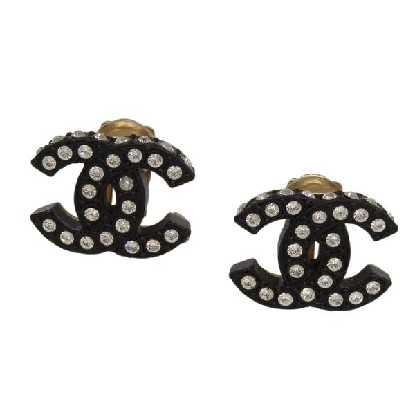 シャネル CHANEL ココマーク ラインストーン イヤリング ブラック 02A 中古 新入荷 CH...