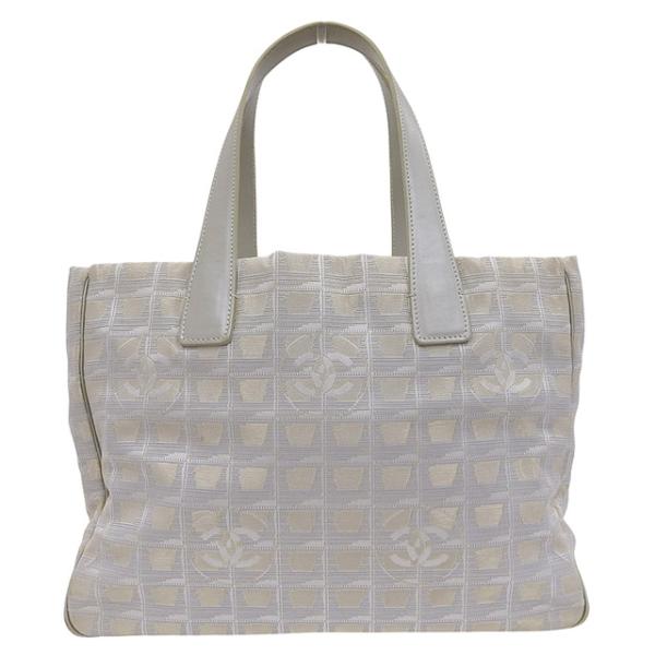 シャネル CHANEL ニュートラベルラインMM トートバッグ キャンバス/レザー シルバー系 10...