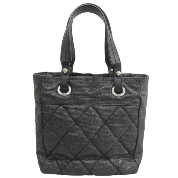 シャネル CHANEL パリビアリッツPM トートバッグ コーティングキャンバス/レザー ブラック ...