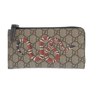 グッチ GUCCI GGスプリーム L字ファスナー 長財布 スネーク ベージュ 575364 中古 新入荷 GU0506｜ronde