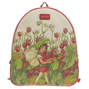 グッチ GUCCI チルドレンズ ストロベリーフェアリーバックパック リュックサック PVC ホワイト/レッド 433578 中古 新入荷 GU0625