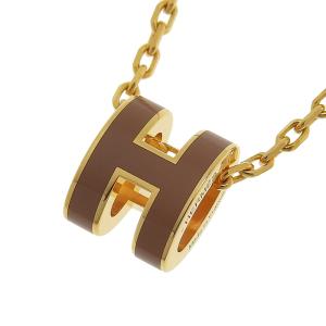 エルメス HERMES ミニポップアッシュ ネックレス GP ブラウン/ゴールド  