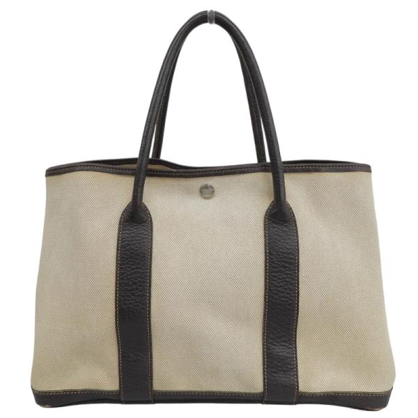 エルメス HERMES ガーデンパーティPM トートバッグ トワルアッシユ/ブッフル ベージュ/ブラ...