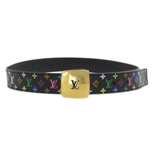 ルイヴィトン LOUIS VUITTON モノグラム マルチカラー サンチュール ベルト レザー ノワール ゴールド金具 80/32 M6890 中古 新入荷 LV0920｜ronde