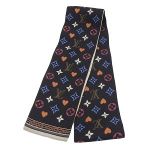 ルイヴィトン LOUIS VUITTON バンドー・ゲーム・オン バンドー スカーフ シルク ブラック/ホワイト MP2904 中古 新入荷 LV1514｜ronde