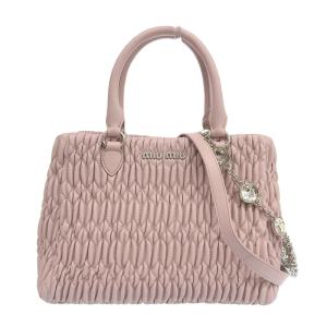 ミュウミュウ MIUMIU マテラッセ クリスタル 2WAYバッグ ハンドバッグ ショルダーバッグ レザー ピンク 5BA067 中古 新入荷 OB1325｜ronde