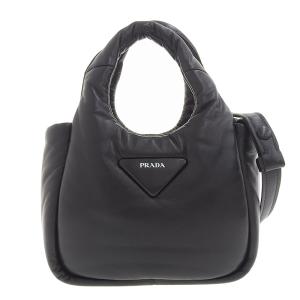 プラダ PRADA ソフト パテッドナッパレザー ミニハンドバッグ 2WAYバッグ ブラック 1BA359 美品 新入荷 OB1419｜ronde